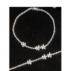 Xinfly Real 18k White Gold AU750 1.65ct Diamond <b>Flower</b> Engagement <b>Bracelet</b> - Product Image 1