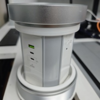 Prise de bureau escamotable pneumatique avec plateau en marbre, chargeur rapide USB-C PD 65W, prise de courant dissimulée à levage automatique pour mobilier de bureau