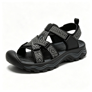 Sandalias de exterior con correa tejida jacquard personalizadas OEM/ODM, puntera cerrada, hebilla ajustable, entresuela gruesa con amortiguación de ondas, antideslizantes y resistentes. - Product Image 1