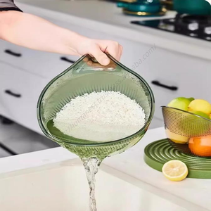 Cesta de drenaje multifunción de plástico para cocina Syh1381 al por mayor, colador para arroz y frutas con asa, escurridor - Product Image 5