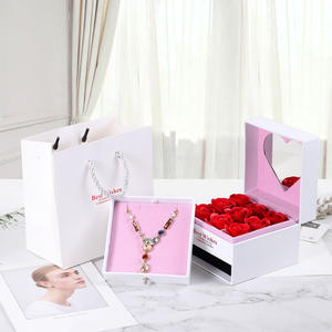 Caja de Embalaje Cuadrada de Papel de Lujo de Doble Capa, Caja de Regalo Personalizada con Espejo y Cajón para Joyería, Caja de Regalo para Boda, Embalaje para Joyería - Product Image 1