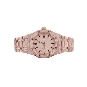 Reloj de Cuarzo Tonneau para Mujer, Oro Rosa, 38 mm, con Incrustaciones de Diamantes, Cristal de Zafiro, Cierre Desplegable Analógico, Correa de Lujo - Product Image 1