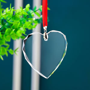 Bianco chiaro di cristallo a forma di cuore di natale decorazione dell'albero appeso natale ornamenti di vetro all'ingrosso - Product Image 2