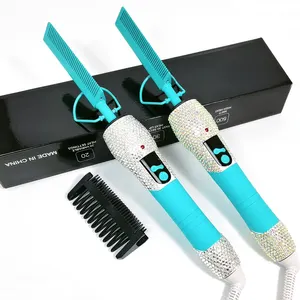 Bán Nóng Nhiệt Độ Cao Nhấn Lược 500 Độ Gốm Comb Bling Crystal Hair Ép Tóc