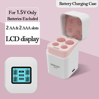 Chargeur de piles multi-tensions 1,5 V Li-ion/1,2 V NiMH AA AAA avec écran LCD intégré, support de charge à 4 emplacements, 15 W, protection contre les surcharges