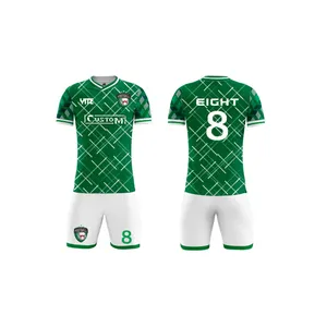 Conjunto de uniformes de fútbol con calcetines, camisetas de fútbol personalizadas, color verde y blanco, 2022, 2023
