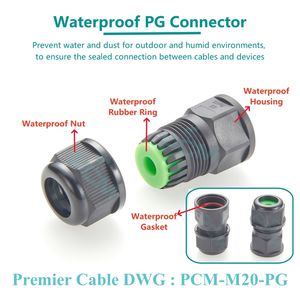 สายเคเบิลชั้นนำ PCM-M20-PG สายไฟกันน้ำได้10แพ็ค IP67ขั้วต่อสายพีจีข้อต่อสายป้องกันสายไฟสำหรับสวนกลางแจ้งให้แสงสว่าง - Product Image 3