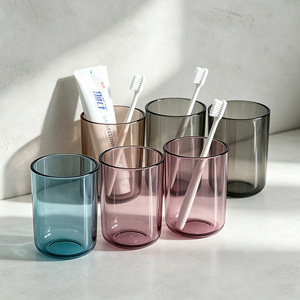 Nahe Toothbrush Cup Transparent Plastic 2 In Wide Minimalist Design For Bathroom Use - Product Image 3