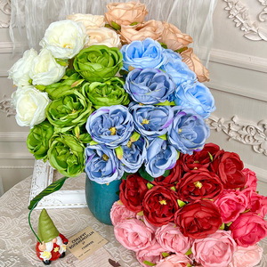 Bouquet de fleurs artificielles en soie Austin à 7 têtes, simulation de fleurs, décoration de sol pour mariage - Product Image 1