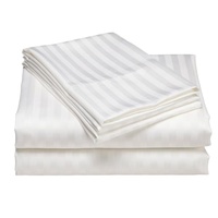 Ensemble de linge de lit d'hôtel Queen Size 3 cm à rayures 300TC, drap et taie d'oreiller 100% coton, tissage satiné doux pour l'hôtellerie
