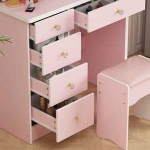 Bon marché <span class=keywords><strong>Prix</strong></span> Portable Populaire En <span class=keywords><strong>Bois</strong></span> Simple <span class=keywords><strong>Commode</strong></span> Miroir <span class=keywords><strong>Rose</strong></span> Vanité Ensemble Contreplaqué Moderne Coiffeuse Avec Tiroir - Product Image 4