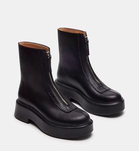 Bottines Chelsea pour femme en <span class=keywords><strong>daim</strong></span> noir à bout rond avec fermeture éclair latérale, plateforme et semelle épaisse, logo personnalisé, design de luxe - Product Image 3