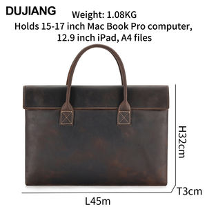 Gros <span class=keywords><strong>café</strong></span> couleur Crazy Horse cuir de vachette véritable mallette d'affaires <span class=keywords><strong>grand</strong></span> sac à main étanche pour ordinateur portable face souple pour hommes - Product Image 6