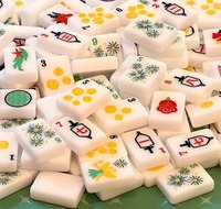 Mahjong de voyage et de divertissement, 160 tuiles bleues, 4 couches, rose nacré, bleu marine pailleté, 144 tuiles ardoise, 1.4, pour soirées de jeu et vacances