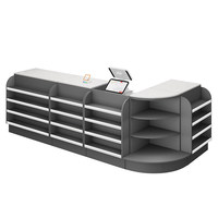 Petit comptoir d'angle de caisse intégré avec vitrine à tabac et à vin, comptoir de bar simple pour supermarché, épicerie, pharmacie