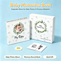 Journal de croissance pour bébé avec empreinte de pied, couverture rigide personnalisée de haute qualité, livre de souvenirs du premier anniversaire avec reliure spirale et boîte en carton estampée à chaud