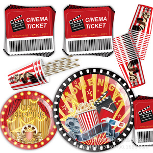 Set de Decoración para Fiestas Temáticas de Películas, Platos, Vasos y Servilletas de Papel Desechables para Cumpleaños, Impresión Offset de 3 Colores - Product Image 1