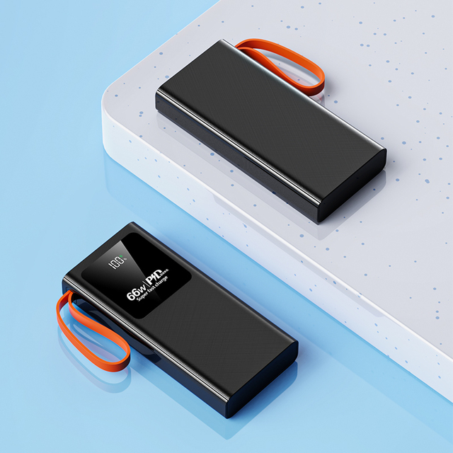Portable 20000mAh Power Bank 66W Super Fast Charging 20000mah PowerBank PD 20W Digital Display With Flashlight