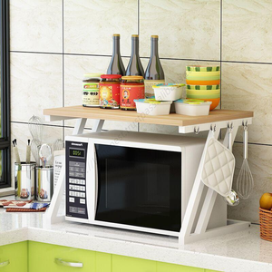 Estante Organizador de Cocina de Acero Inoxidable de 2 Niveles EE143, Estante Simple para Microondas con Superficie de Madera - Product Image 5