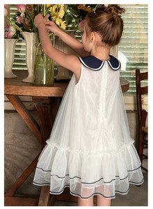 <span class=keywords><strong>Robe</strong></span> de princesse <span class=keywords><strong>chic</strong></span> <span class=keywords><strong>pour</strong></span> filles Littletime, style preppy, col marin, imprimé, sans manches, jupe en tulle, été - Product Image 6