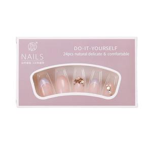 Uñas portátiles Consejos DE ARTE hechos a mano Xiaohongshu Venta caliente Forma de gota de agua corta Pegatinas de uñas de diamantes de imitación irregulares franceses - Product Image 5