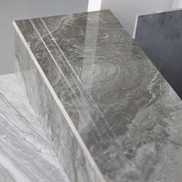 Carreaux de marche en céramique gris foncé, effet marbre, pour escaliers, porcelaine, haute brillance