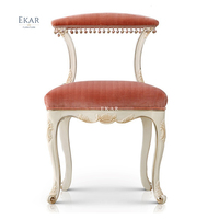 Tabouret de maquillage en velours, chaise de style classique, élégant et luxueux pour chambre à coucher, commode en bois sculpté