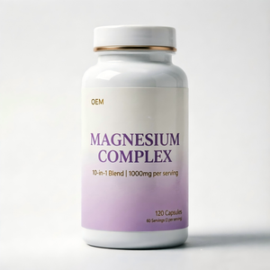 Cápsulas de Magnesio 10 en 1 OEM ODM, Complejo de Magnesio, GMP Halal, 120 Unidades, 1000 mg por Porción - Product Image 1
