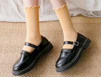 Couleur unie Slouch Bobby Chaussettes Femmes Fille Volants Coton Femmes Chaussettes Côtelées