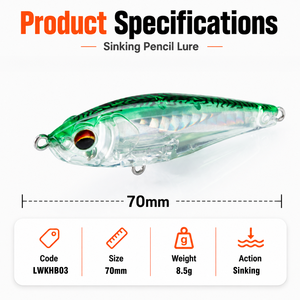 Señuelos de Pesca Tipo Lápiz de 70 mm/8.5 g, Señuelos de Lanzamiento Largo para Agua Salada, Señuelos Artificiales para Pesca de Trucha, Pesca de Arrastre, Twitchbait para Pesca Costera - Product Image 2