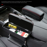 Coussin de console centrale de voiture universel réglable en cuir PU + ABS, boîte de rangement, support de coude avant, fonction de levage, logo personnalisé