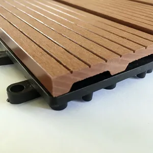 Рельефное напольное покрытие из ДПК, водонепроницаемая и устойчивая к УФ-излучению деревянная пластиковая палубная плитка, соединяющаяся садовая патио