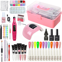 Kit professionnel complet pour ongles avec lampe UV, couleurs semi-permanentes, base et top coat, vernis à ongles, gel poly pour manucure