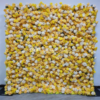 Backdrop Bunga Kuning Grosir, Dinding Bunga Mawar Palsu 5D, Ukuran 8ft X 8ft, Latar Belakang Pernikahan untuk Fotografi