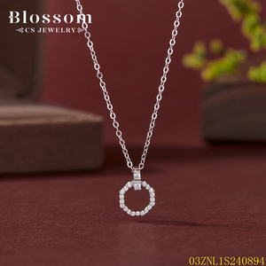 Collana con Ciondolo Rotondo Cavo in Argento Sterling 925 con Zirconi Cubici di Blossom CS Jewelry, Produttore di Gioielli in Argento 925 per <span class=keywords><strong>Distributori</strong></span> - Product Image 1