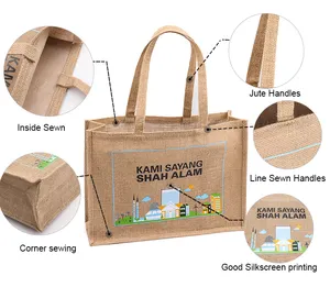 도매 재사용 가능한 대용량 식료품 캔버스 쇼핑 삼베 토트 백 사용자 정의 로고와 황마 가방