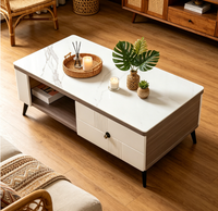 Meuble de salon moderne en dalle frittée, meuble TV rétractable, console de rangement, table basse et meuble TV