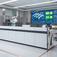 Bureaux de console ergonomiques et durables en acier de style industriel moderne pour salles de contrôle informatique de bâtiments de bureaux