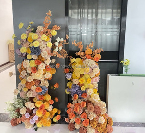 Rosa e viola fiore artificiale Runner sfondo evento festa fase decorazione arco fiore sfondo per Wedding forniture decorazioni - Product Image 4