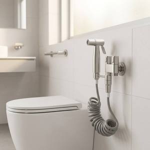 Pulvérisateur de bidet mural moderne en acier inoxydable, ensemble de bidet pour toilettes avec buse autonettoyante, douche de salle de bain - Product Image 4