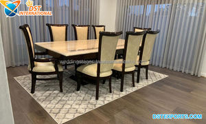 Ensemble de meubles de salle à manger au Design tendance, meuble luxueux en laiton couleur marron, 9 pièces - Product Image 3