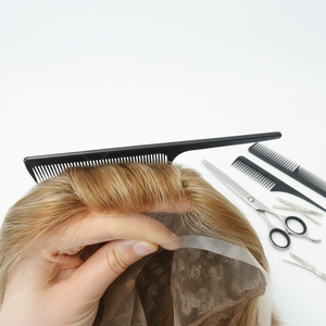 Parrucca Lunga con Cappuccio Intero in Pizzo Francese Trasparente, Lati in Polietilene, Base Posteriore, Capelli Europei, Densità 130%, Senza Colla, con Riflessi Naturali Veri - Product Image 4