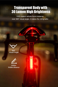 Sensor de freno de bicicleta inteligente de montaje magnético IPX4 resistente al agua, luz trasera Typc-C recargable, modo de suspensión inteligente de 30 lúmenes - Product Image 5