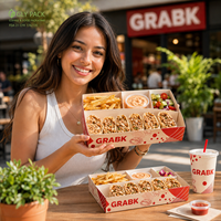 Boîte de présentation personnalisée pour shawarma halal avec compartiments, support pour sauce, emballage alimentaire à emporter pour doner kebab et wraps