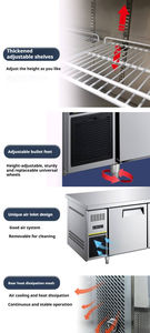 NE-1154 Tavolo Refrigerato per Preparazione Pizza <span class=keywords><strong>con</strong></span> 780L di Capacità, Porta Singola, Quattro <span class=keywords><strong>Cassetti</strong></span>, Raffreddamento ad Aria, Acciaio Inox, Parzialmente in Vetro - Product Image 5