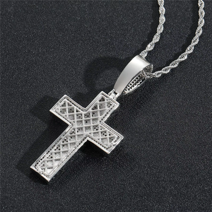 Hip-Hop-Schmuck Vintage Geometrischer Kreuzanhänger Vergoldet Schwarzer Zirkon Unisex Iced Bling Seilkette Halskette für Jubiläen - Product Image 4