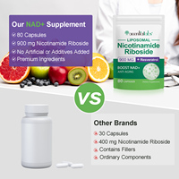 Complément alimentaire liposomal Acentiallabs à base de nicotinamide riboside et de resvératrol, booster de NAD en capsules pour la peau