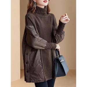 Maglione 2025 da <span class=keywords><strong>donna</strong></span> con scollo alto a due pezzi con cuciture a due pezzi stile europeo che riduce l'età - Product Image 6