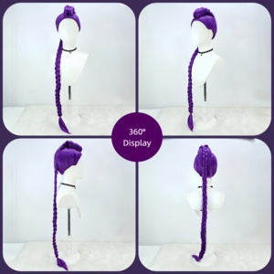 Tóc giả dài màu tím với bện phụ nữ Thẳng Dài Bím Tóc Tóc Giả phim hoạt hình Halloween cosplay trang phục Anime tóc giả - Product Image 2