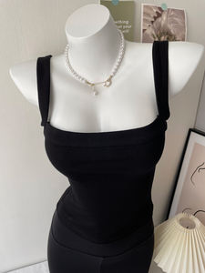 BM-Style personalizado Sexy cuello cuadrado <span class=keywords><strong>tirantes</strong></span> Mujer otoño Slim-Fit Color sólido sin mangas chaleco <span class=keywords><strong>Bandeau</strong></span> camiseta sin mangas para mujer - Product Image 6